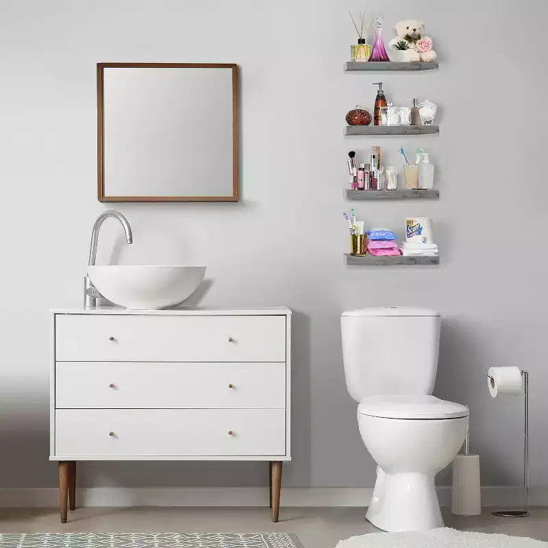 Lot de 4 étagères murales flottantes – pour ranger et exposer des pièces d'ornement, des objets de décoration intérieure et d'autres objets de valeur