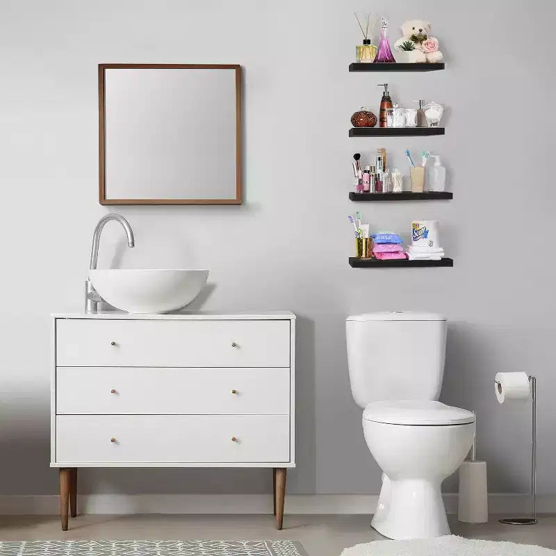 Lot de 4 étagères murales flottantes – pour ranger et exposer des pièces d'ornement, des objets de décoration intérieure et d'autres objets de valeur