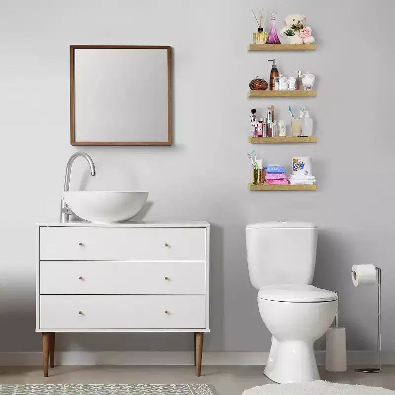 Lot de 4 étagères murales flottantes – pour ranger et exposer des pièces d'ornement, des objets de décoration intérieure et d'autres objets de valeur