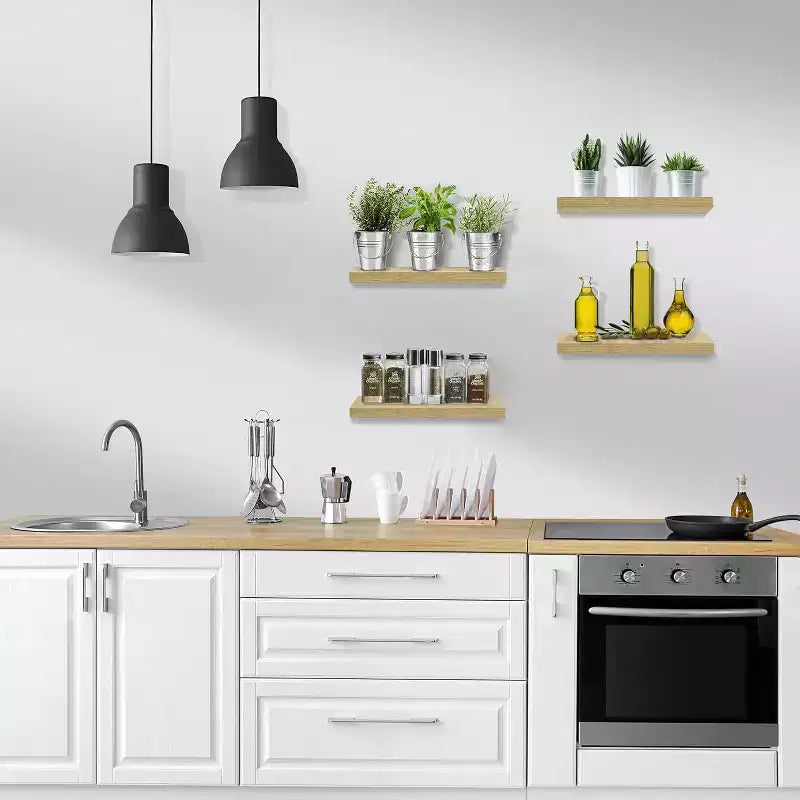 Lot de 4 étagères murales flottantes – pour ranger et exposer des pièces d'ornement, des objets de décoration intérieure et d'autres objets de valeur