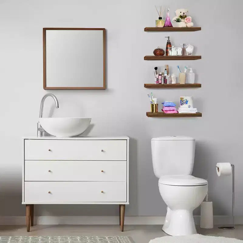 Lot de 4 étagères murales flottantes – pour ranger et exposer des pièces d'ornement, des objets de décoration intérieure et d'autres objets de valeur