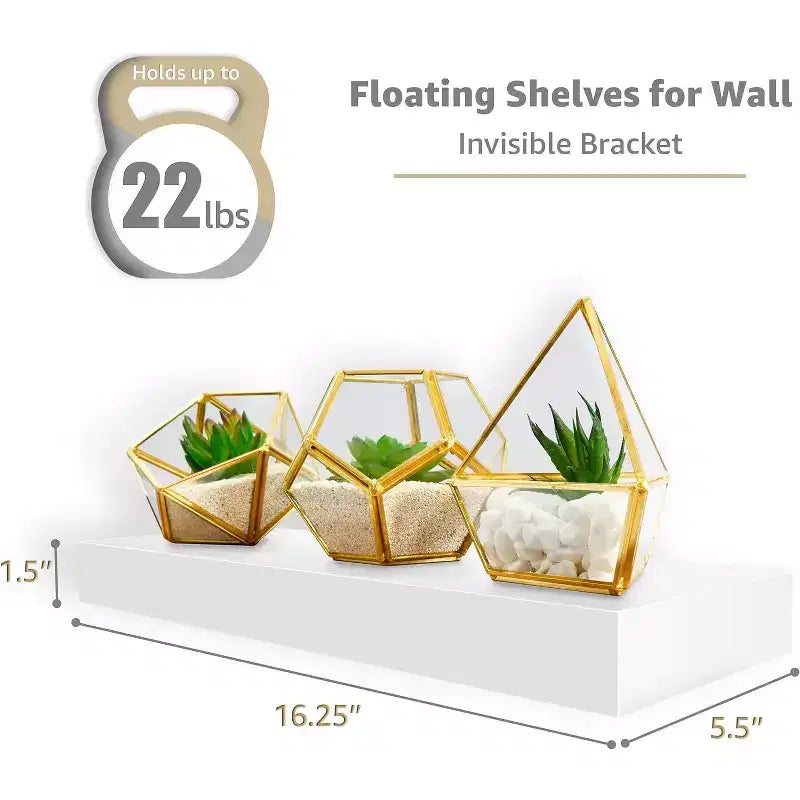 Lot de 4 étagères murales flottantes – pour ranger et exposer des pièces d'ornement, des objets de décoration intérieure et d'autres objets de valeur