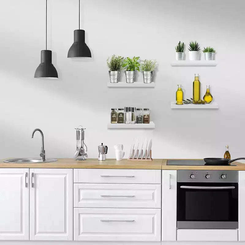 Lot de 4 étagères murales flottantes – pour ranger et exposer des pièces d'ornement, des objets de décoration intérieure et d'autres objets de valeur