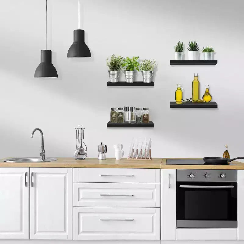 Lot de 4 étagères murales flottantes – pour ranger et exposer des pièces d'ornement, des objets de décoration intérieure et d'autres objets de valeur