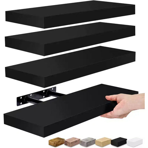 Sorbus 4 Pack Wall Mounted Floating Shelves - for storage and displaying showpieces, home decor items, and other prized possessions