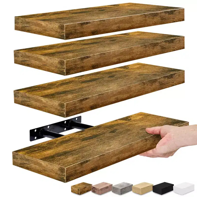 Lot de 4 étagères murales flottantes – pour ranger et exposer des pièces d'ornement, des objets de décoration intérieure et d'autres objets de valeur