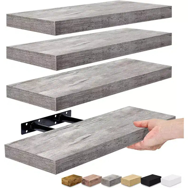 Lot de 4 étagères murales flottantes – pour ranger et exposer des pièces d'ornement, des objets de décoration intérieure et d'autres objets de valeur
