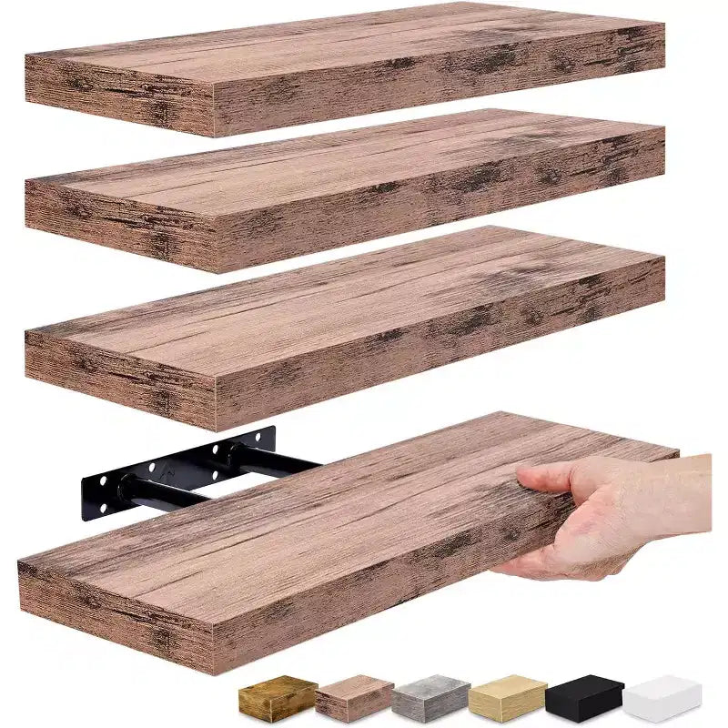 Lot de 4 étagères murales flottantes – pour ranger et exposer des pièces d'ornement, des objets de décoration intérieure et d'autres objets de valeur