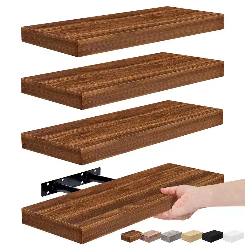 Lot de 4 étagères murales flottantes – pour ranger et exposer des pièces d'ornement, des objets de décoration intérieure et d'autres objets de valeur