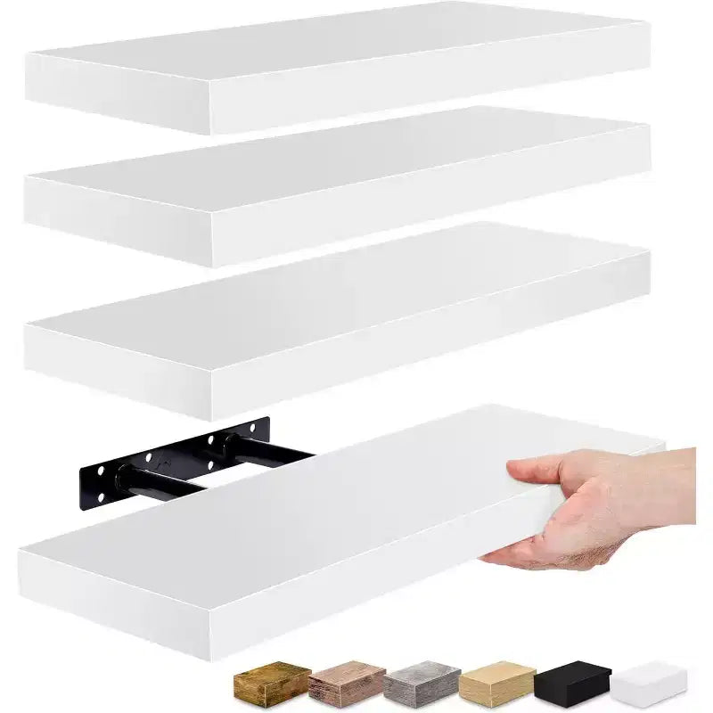 Lot de 4 étagères murales flottantes – pour ranger et exposer des pièces d'ornement, des objets de décoration intérieure et d'autres objets de valeur