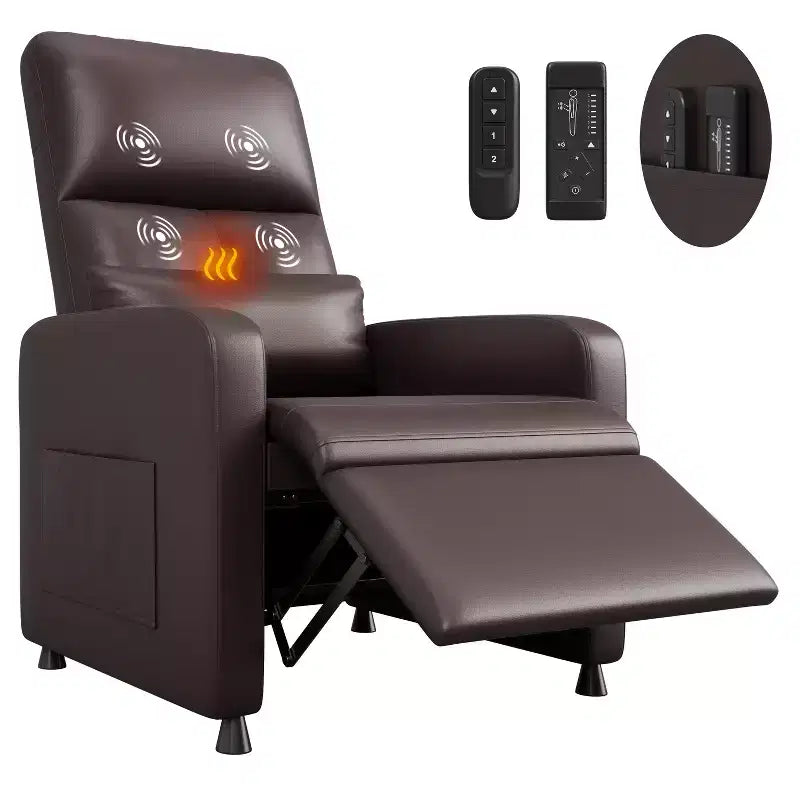 Fauteuil Inclinable Électrique avec Chaleur et Massage, Fauteuil Relax Électrique Réglable en Cuir PU, Dossier Haut, Siège Rembourré, Canapé de Cinéma Maison pour Salon