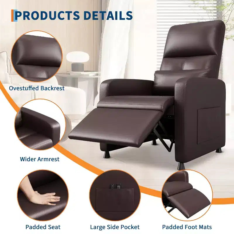 Fauteuil Inclinable Électrique avec Chaleur et Massage, Fauteuil Relax Électrique Réglable en Cuir PU, Dossier Haut, Siège Rembourré, Canapé de Cinéma Maison pour Salon