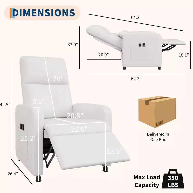 Fauteuil Inclinable Électrique avec Chaleur et Massage, Fauteuil Relax Électrique Réglable en Cuir PU, Dossier Haut, Siège Rembourré, Canapé de Cinéma Maison pour Salon