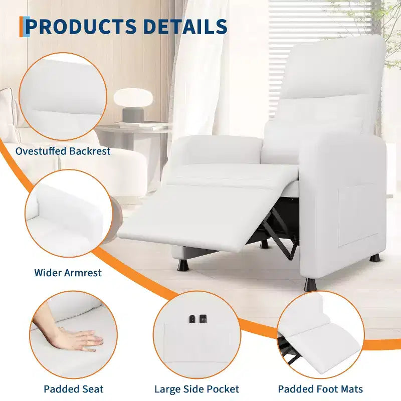 Fauteuil Inclinable Électrique avec Chaleur et Massage, Fauteuil Relax Électrique Réglable en Cuir PU, Dossier Haut, Siège Rembourré, Canapé de Cinéma Maison pour Salon