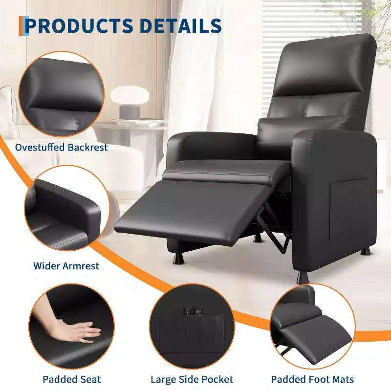 Fauteuil Inclinable Électrique avec Chaleur et Massage, Fauteuil Relax Électrique Réglable en Cuir PU, Dossier Haut, Siège Rembourré, Canapé de Cinéma Maison pour Salon