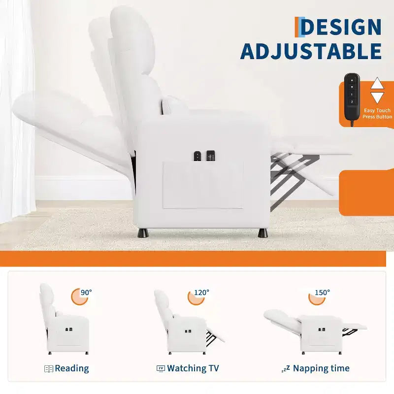 Fauteuil Inclinable Électrique avec Chaleur et Massage, Fauteuil Relax Électrique Réglable en Cuir PU, Dossier Haut, Siège Rembourré, Canapé de Cinéma Maison pour Salon