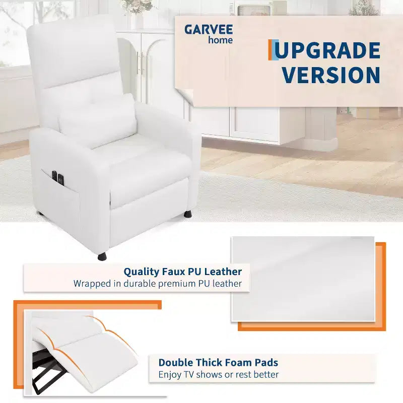 Fauteuil Inclinable Électrique avec Chaleur et Massage, Fauteuil Relax Électrique Réglable en Cuir PU, Dossier Haut, Siège Rembourré, Canapé de Cinéma Maison pour Salon