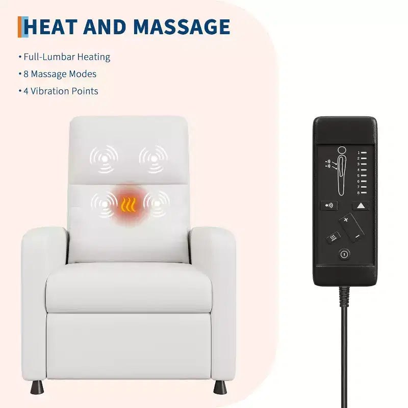 Fauteuil Inclinable Électrique avec Chaleur et Massage, Fauteuil Relax Électrique Réglable en Cuir PU, Dossier Haut, Siège Rembourré, Canapé de Cinéma Maison pour Salon