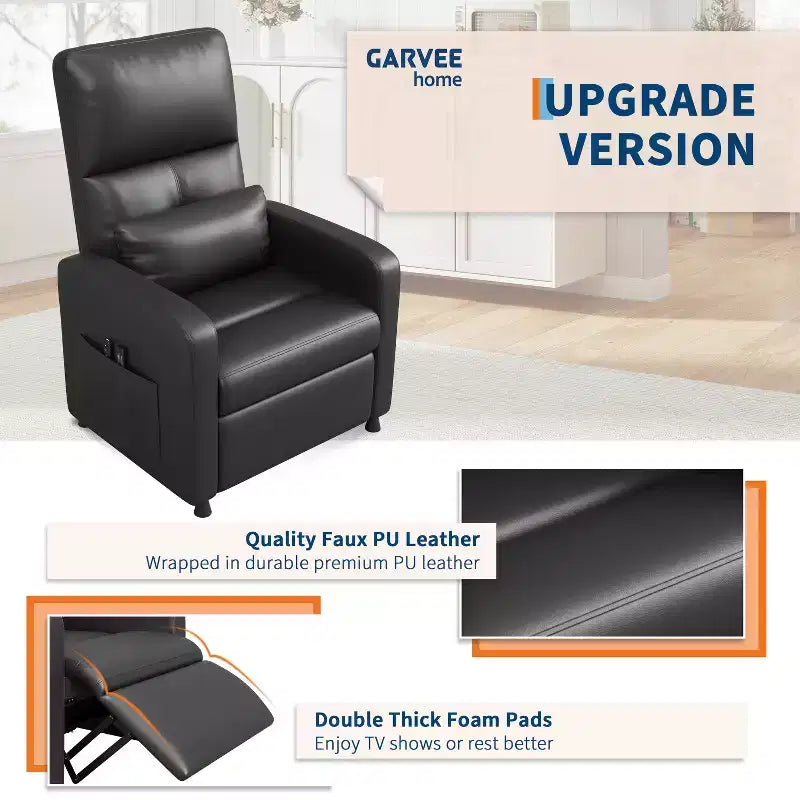 Fauteuil Inclinable Électrique avec Chaleur et Massage, Fauteuil Relax Électrique Réglable en Cuir PU, Dossier Haut, Siège Rembourré, Canapé de Cinéma Maison pour Salon
