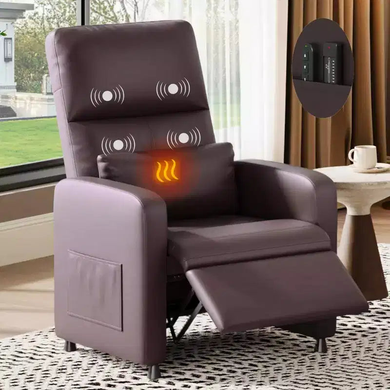 Fauteuil Inclinable Électrique avec Chaleur et Massage, Fauteuil Relax Électrique Réglable en Cuir PU, Dossier Haut, Siège Rembourré, Canapé de Cinéma Maison pour Salon