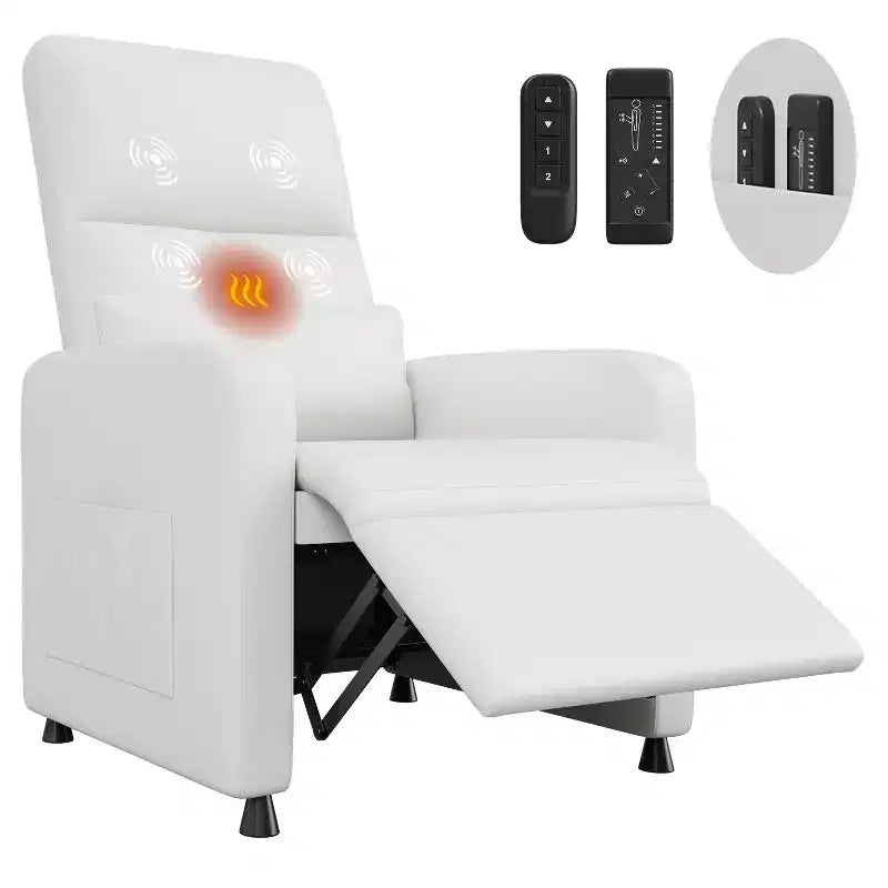 Fauteuil Inclinable Électrique avec Chaleur et Massage, Fauteuil Relax Électrique Réglable en Cuir PU, Dossier Haut, Siège Rembourré, Canapé de Cinéma Maison pour Salon