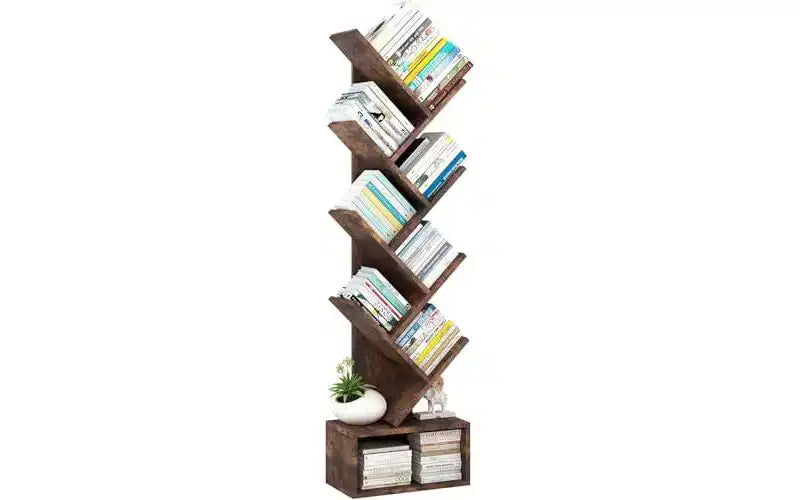 Bibliothèque haute en bois en forme d'arbre avec rangement, bibliothèque d'angle pour salon, chambre, bureau à domicile