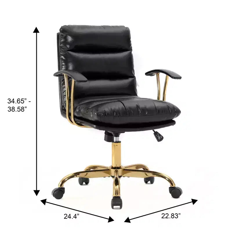 Fauteuil de bureau de direction pivotant à hauteur réglable avec siège rembourré noir de 106,7 cm de hauteur