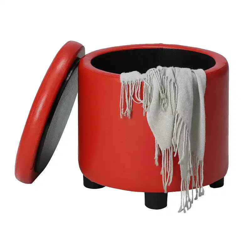 Pouf de rangement rond avec plateau réversible