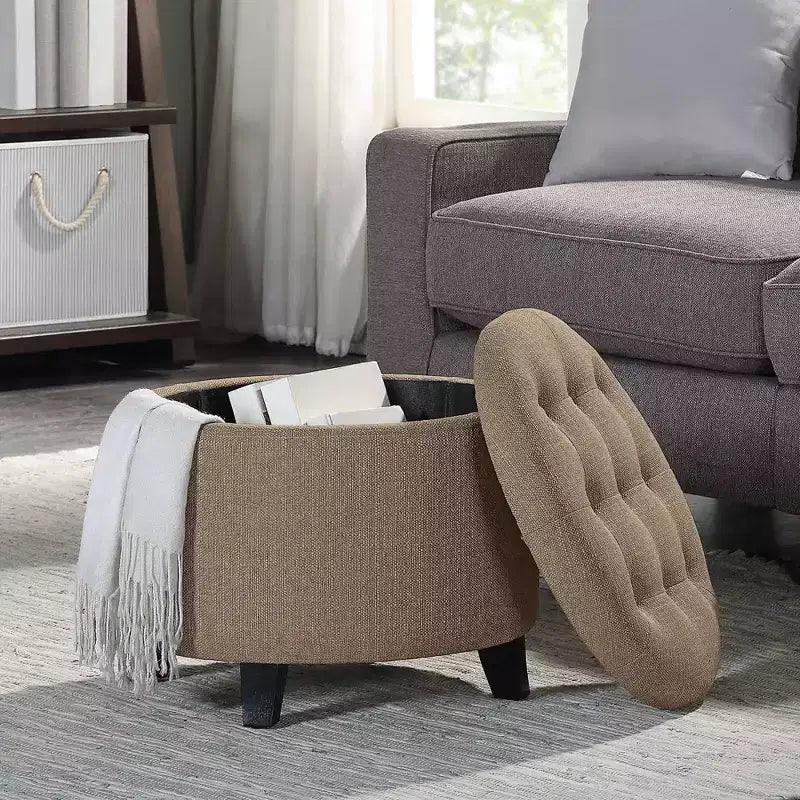 Pouffe de rangement rond
