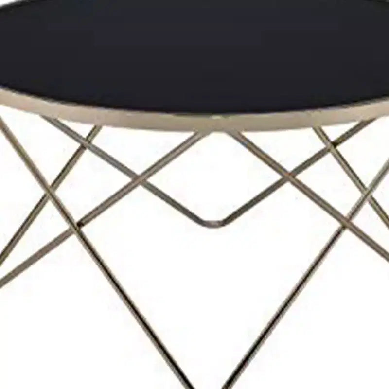 Table basse, verre noir et doré