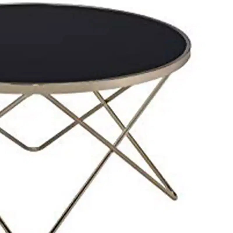 Table basse, verre noir et doré