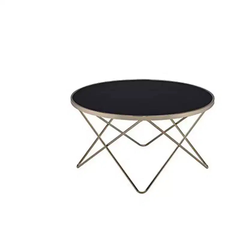 Table basse, verre noir et doré