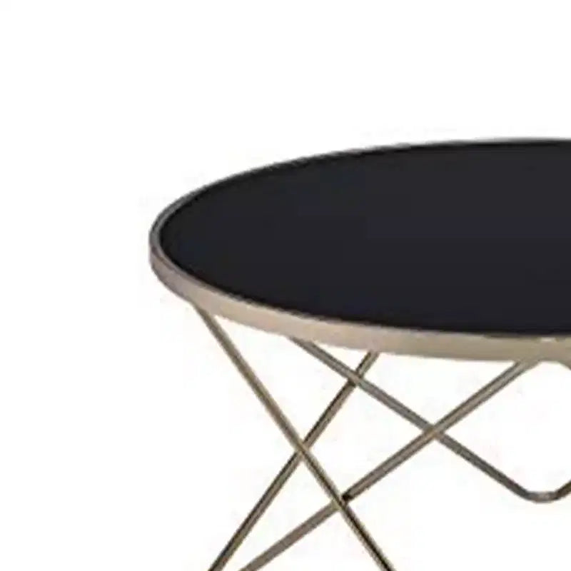 Table basse, verre noir et doré