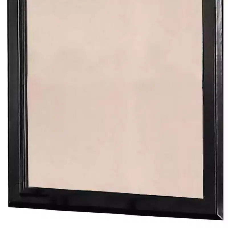 Miroir rectangulaire en bois, 36 pouces, Noir - Style transitionnel