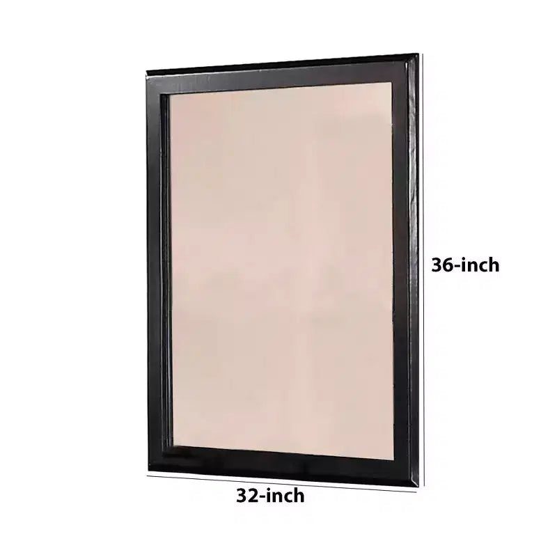 Miroir rectangulaire en bois, 36 pouces, Noir - Style transitionnel