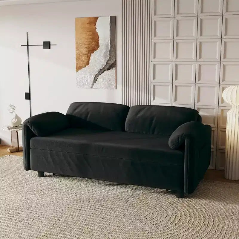 Canapé convertible moderne de 54 pouces, canapé-lit en velours avec poches de rangement, causeuse rétractable 2 en 1 pour salon, petits espaces