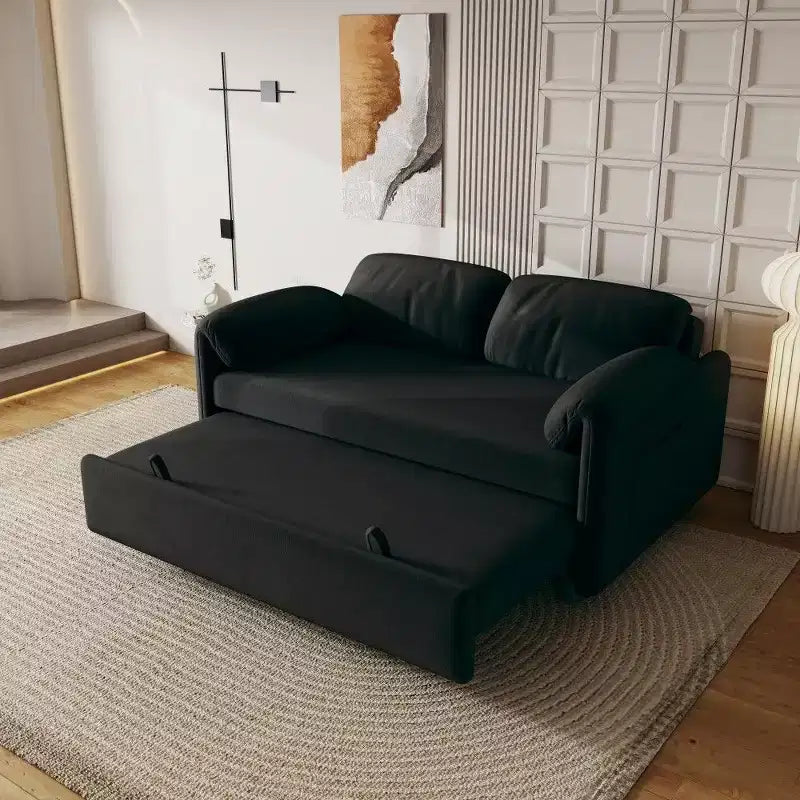 Canapé convertible moderne de 54 pouces, canapé-lit en velours avec poches de rangement, causeuse rétractable 2 en 1 pour salon, petits espaces