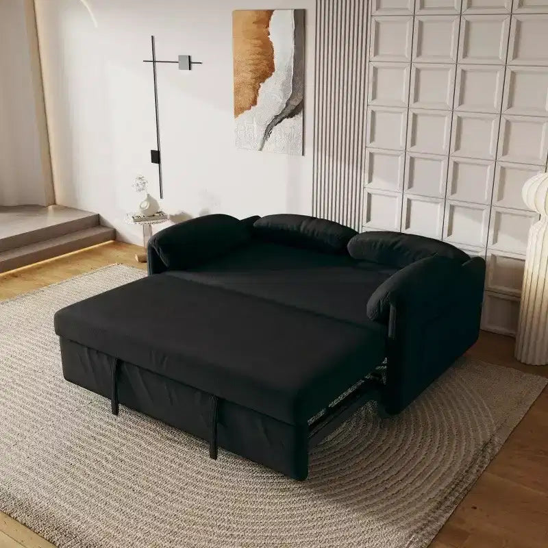 Canapé convertible moderne de 54 pouces, canapé-lit en velours avec poches de rangement, causeuse rétractable 2 en 1 pour salon, petits espaces