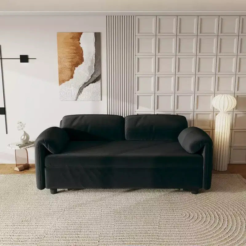 Canapé convertible moderne de 54 pouces, canapé-lit en velours avec poches de rangement, causeuse rétractable 2 en 1 pour salon, petits espaces
