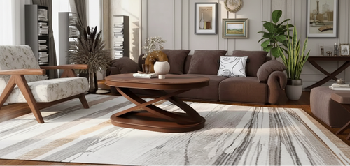 31.5 Modern Oval Coffee Table with X-Shaped Base, Minimalist Wood Veneer Sofa Center Table for Living Room or Home Office-Panipeachy