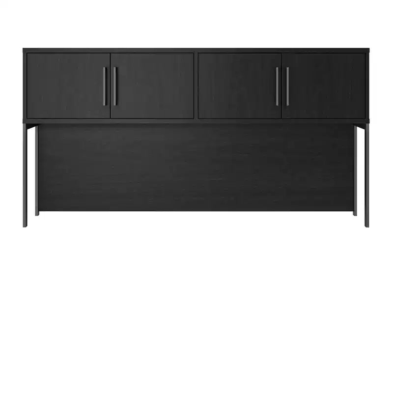 Bureau d'angle moderne de 180 cm avec armoire de rangement à 4 portes – Chêne Noir