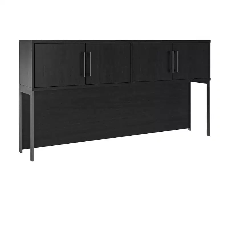 Bureau d'angle moderne de 180 cm avec armoire de rangement à 4 portes – Chêne Noir