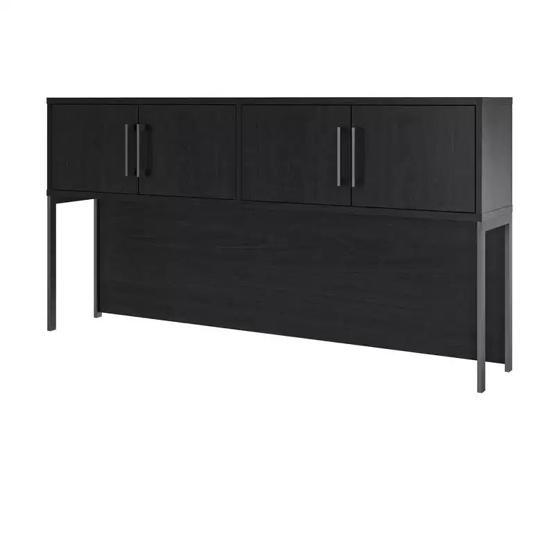 Bureau d'angle moderne de 180 cm avec armoire de rangement à 4 portes – Chêne Noir